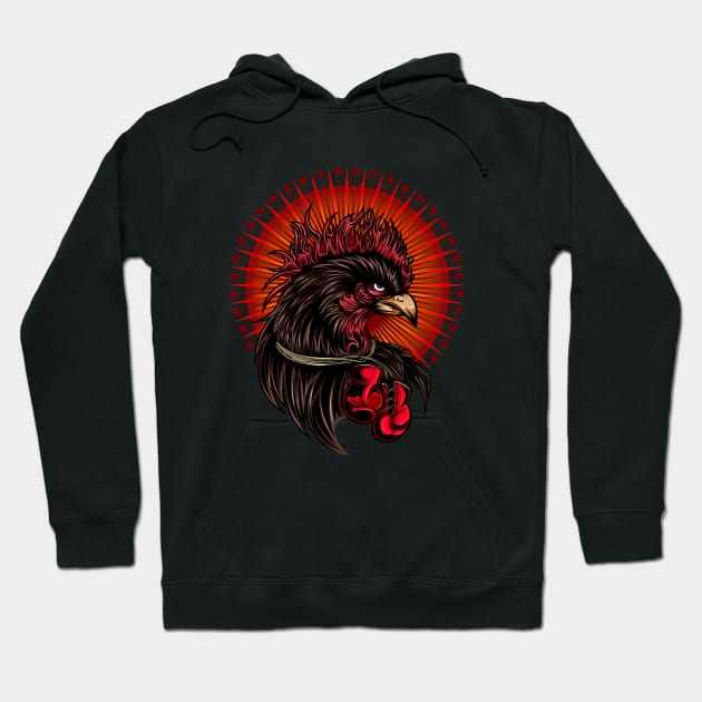 Boxing Rooster Hoodie by adamzworld